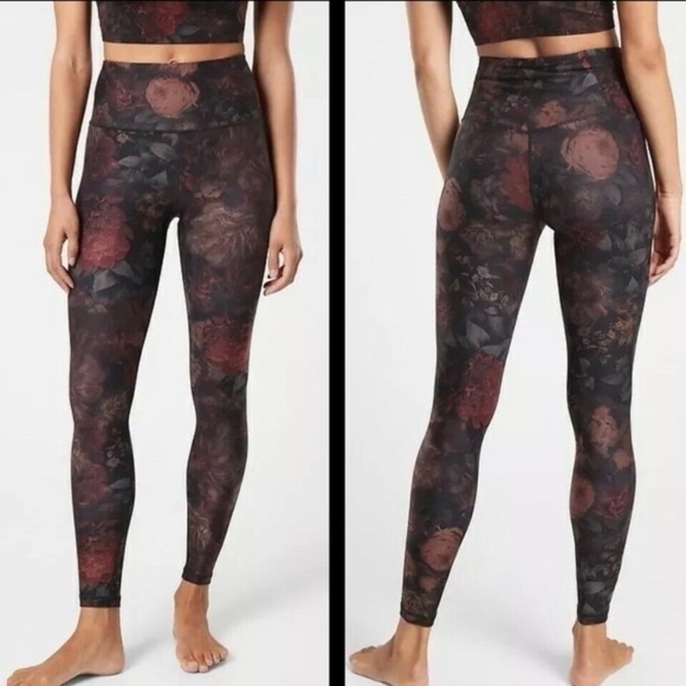 Athleta Printed Legging Antoinette Norwegian Gray Floral Print M Medium